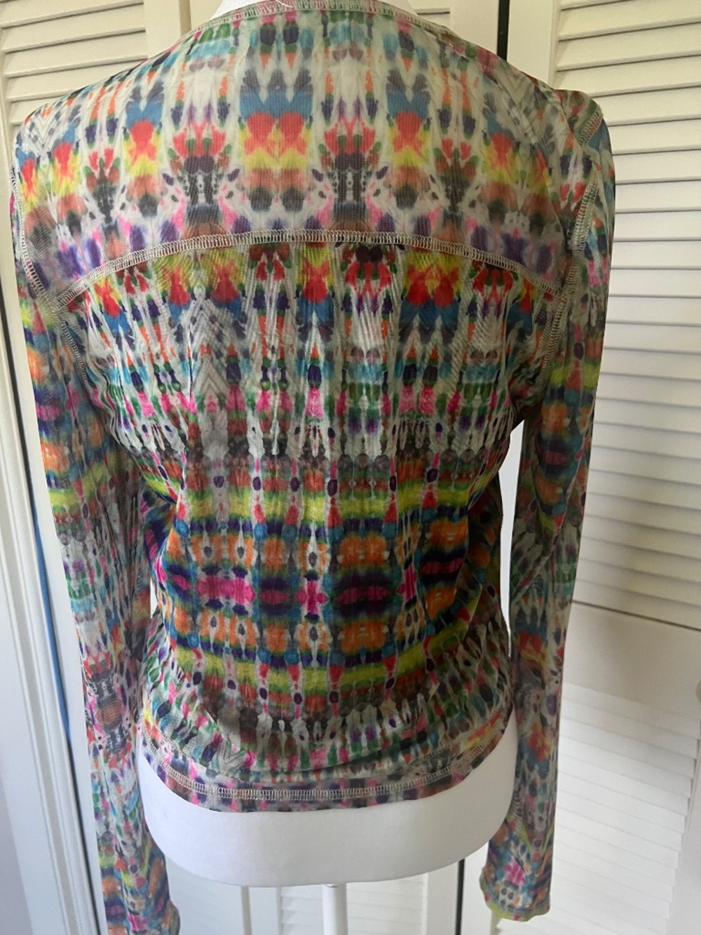 Natural Life Sloane Mesh Long Sleeve Top - Fuchsia Tie Die Sz Large - Picture 6 of 14